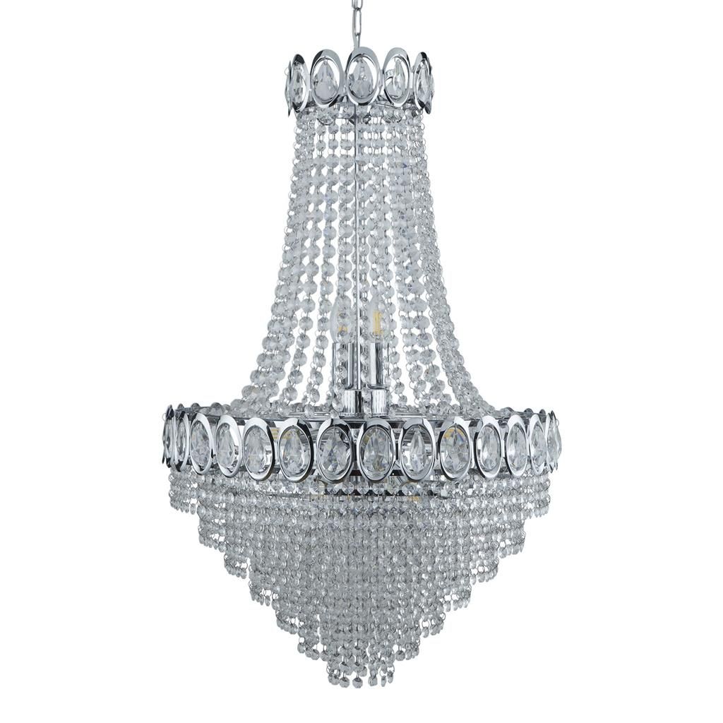 Louis Phillipe 11Lt Crystal Centre Ceiling Light - Chrome & Clear Finish