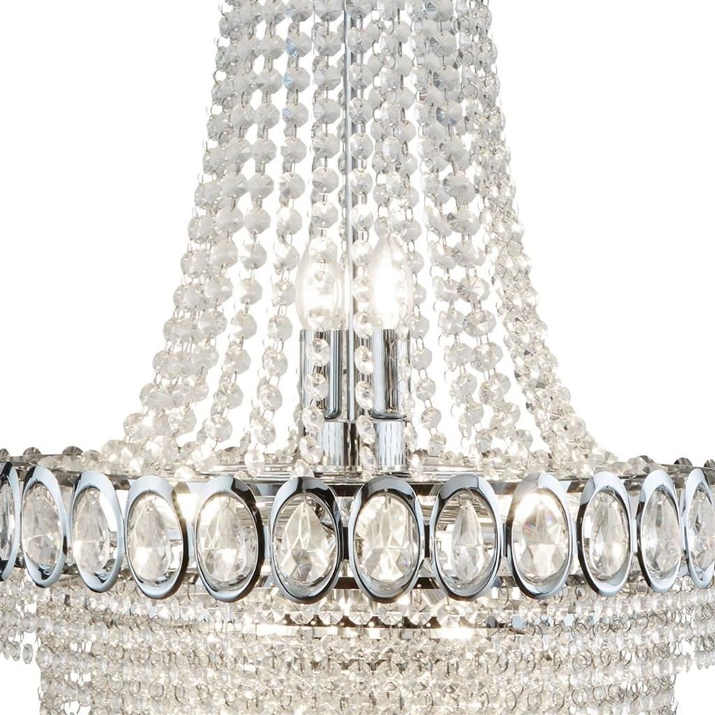 Louis Phillipe 11Lt Crystal Centre Ceiling Light - Chrome & Clear Finish
