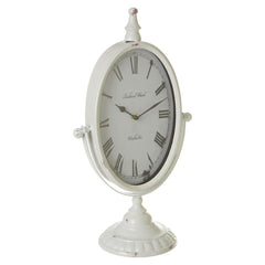 Mantel Oval Clock Antique White Metal