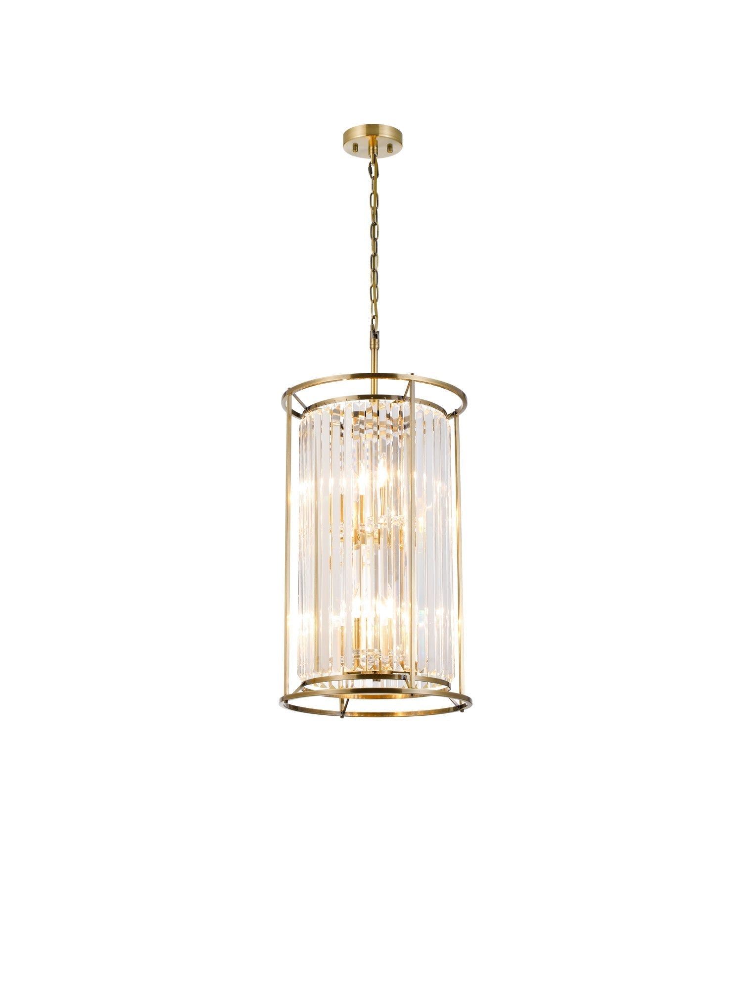 Belle 2 Tier Centre Ceiling Light/Semi Ceiling Convertible, 3+3 x E14 - Antique Brass & Clear P20
