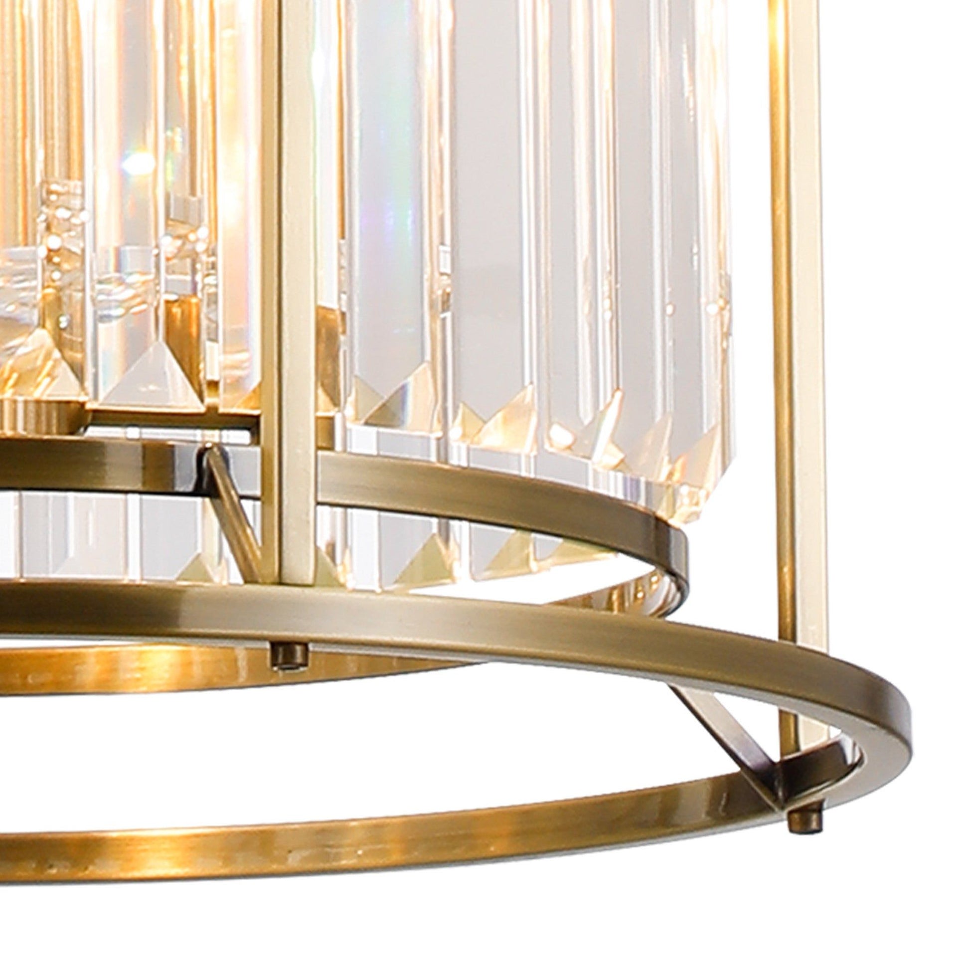 Belle 2 Tier Centre Ceiling Light/Semi Ceiling Convertible, 3+3 x E14 - Antique Brass & Clear P20