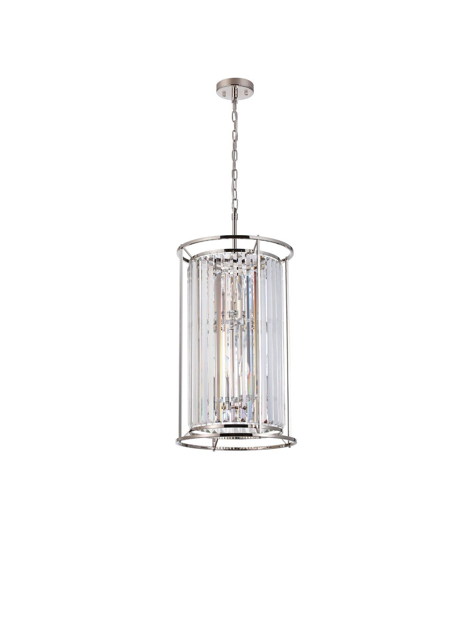 Belle 2 Tier Centre Ceiling Light/Semi Ceiling Convertible, 3+3 x E14 - Polished Nickel & Clear P20
