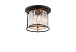Belle Flush Ceiling Light, 3Lt x E27 - Satin Black & Clear IP20