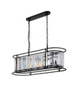 Belle Kitchen Table/Island Ceiling Light, 7Lt x E14 - Satin Black & Clear IP20