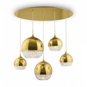 MAYTONI | Fermi 5lt Pendant Lamp | Gold w/Chromo & Glass - Cusack Lighting