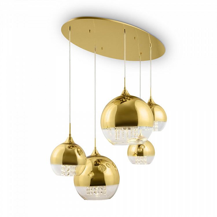 MAYTONI | Fermi 5lt Pendant Lamp | Gold w/Chromo & Glass - Cusack Lighting