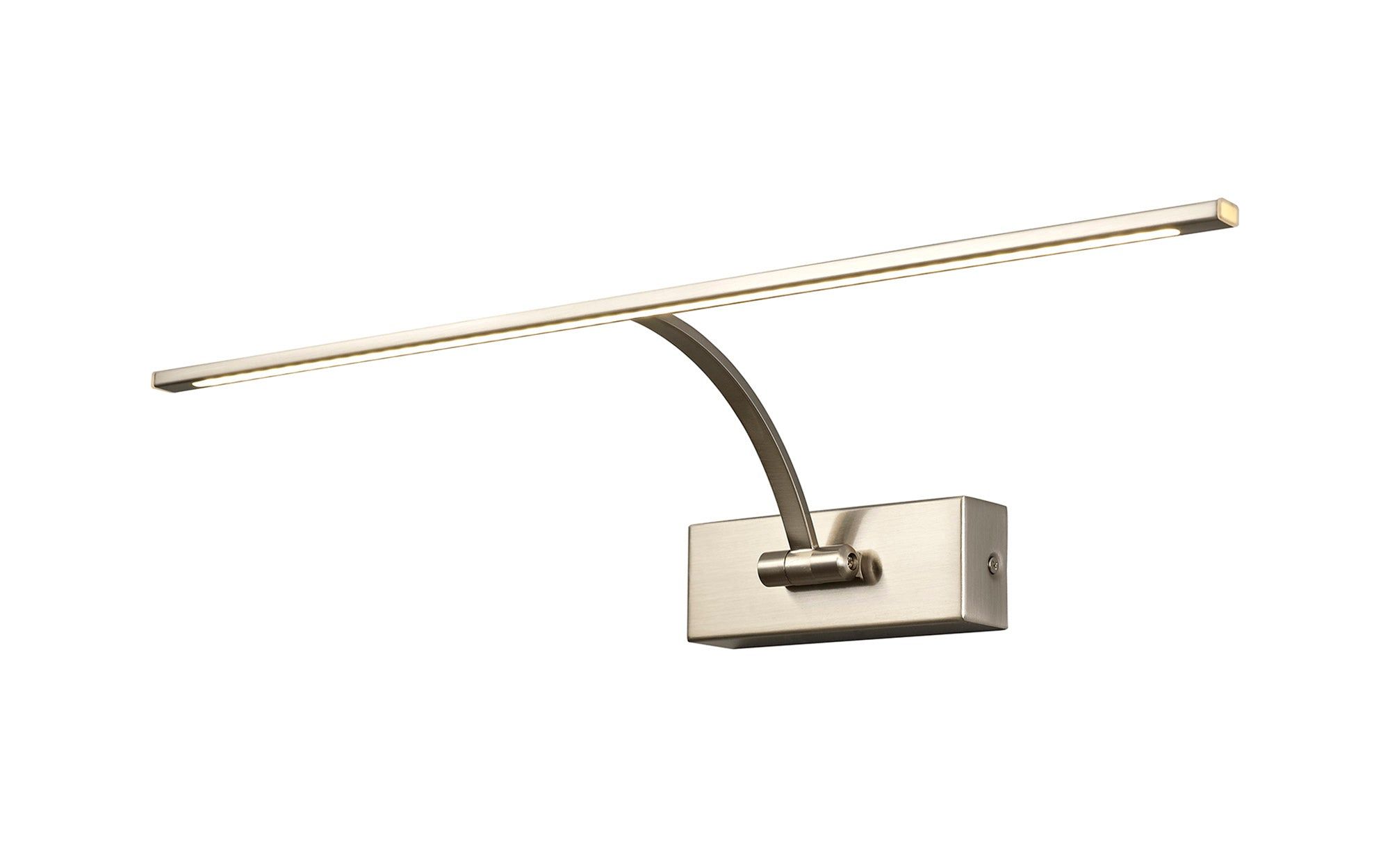 Mia Large 1 Arm Wall Lamp/Picture Light, 1 x 10W LED, 3000K, 850lm, Satin Nickel, 3yrs Warranty 