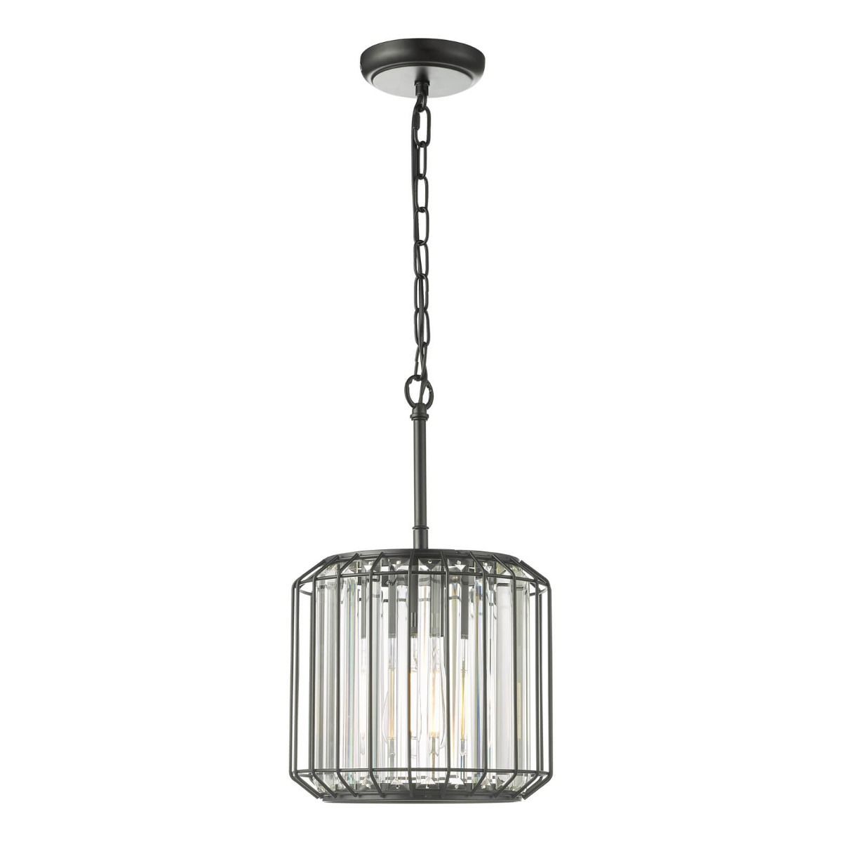 Dar Naeva Single Pendant Ceiling Light - Satin Black & Crystal Finish, IP20 - Cusack Lighting