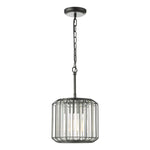 Dar Naeva Single Pendant Ceiling Light - Satin Black & Crystal Finish, IP20 - Cusack Lighting