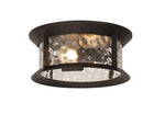 Plex Flush Ceiling Lamp, 2 xE27, Antique Bronze/Clear Ripple Glass, IP54, 2yrs Warranty