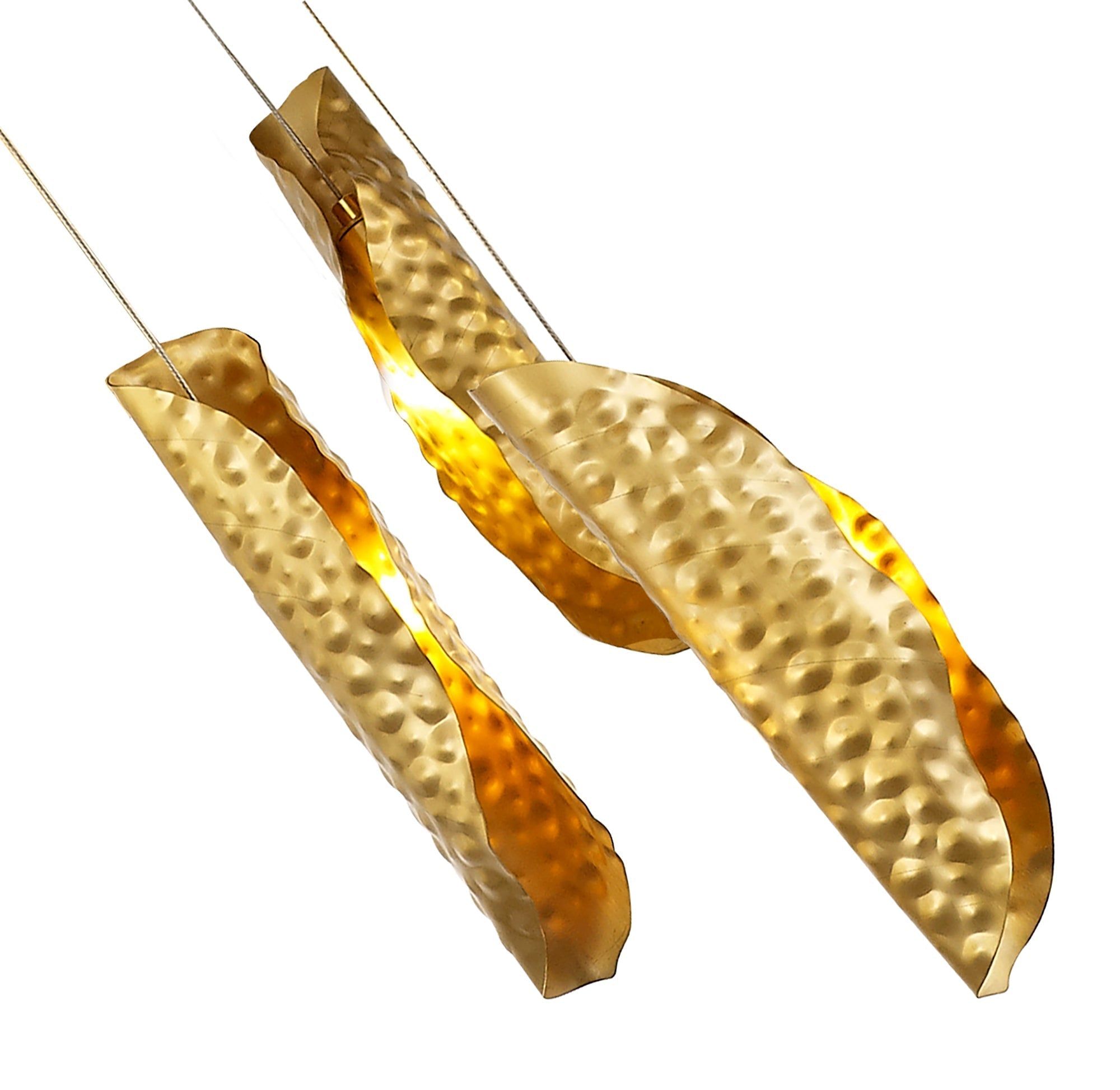 Poro Pendant 5m 21 x G9, Brass Metal Shade & Cognac Glass Item Weight: 24.9kg