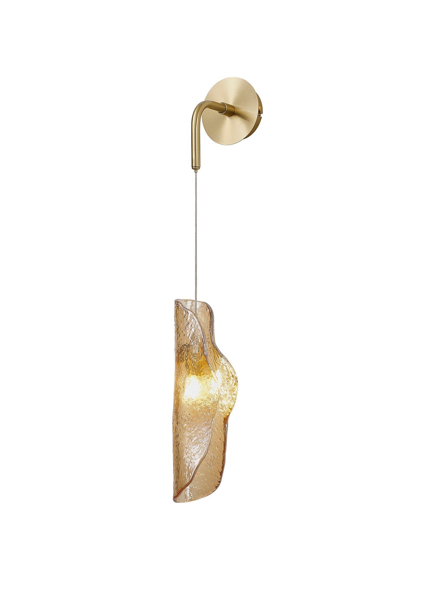 Poro Wall Light, 1 x G9, Brass/Polished Chrome & Cognac Glass