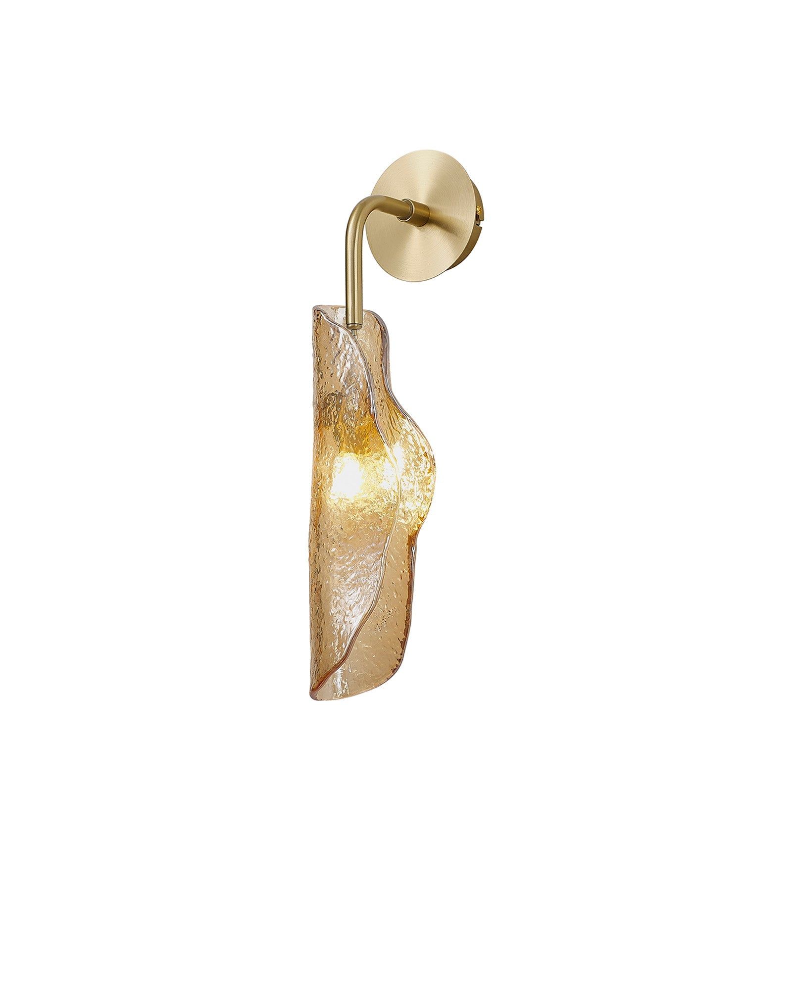 Poro Wall Light, 1 x G9, Brass/Polished Chrome & Cognac Glass