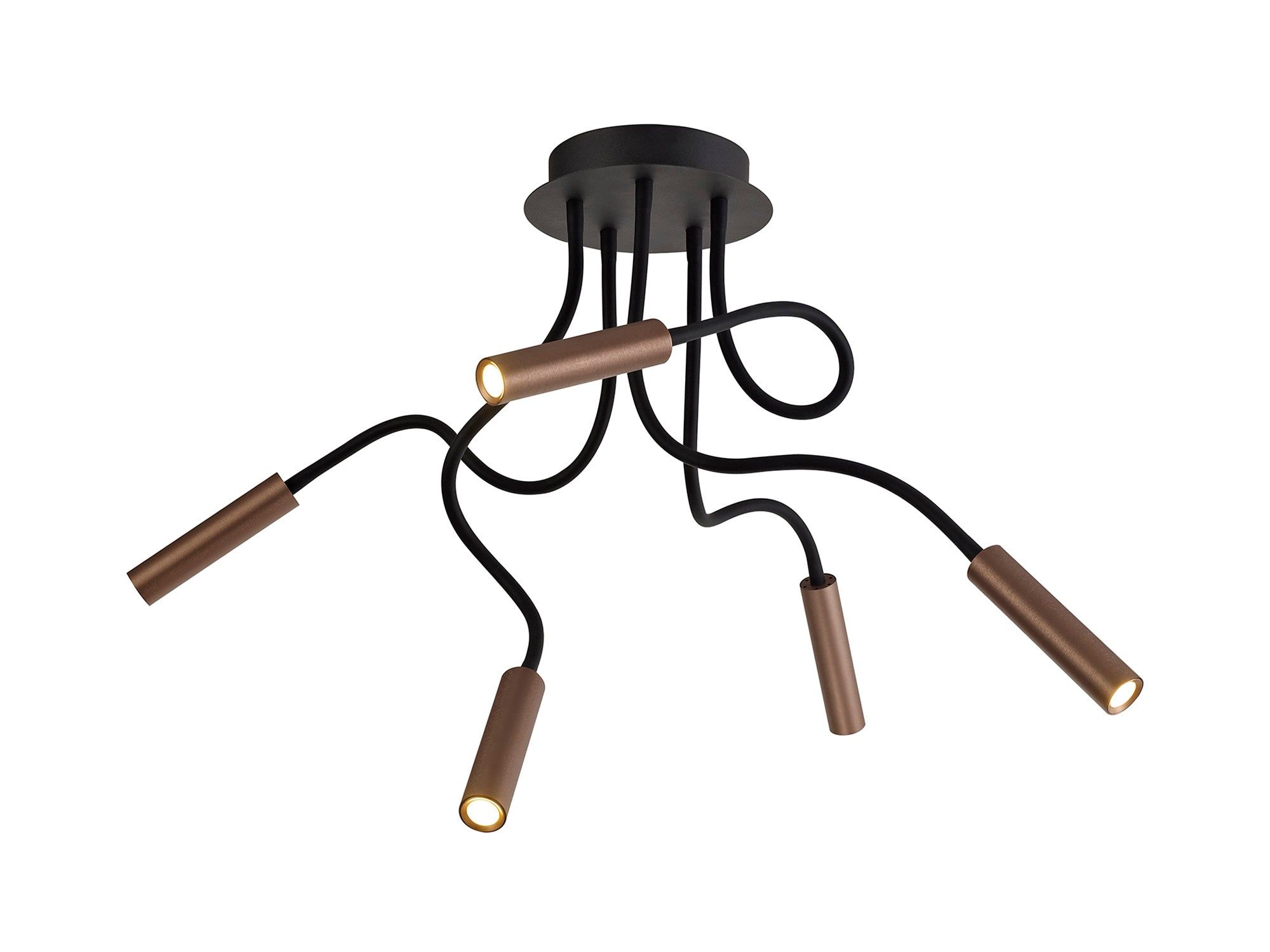 Aibeo Pendant Ceiling Light, 5 Light Adjustable Arm, 5W LED, 3000K, 310lm, Black & Satin Copper, 3yrs Warranty IP20