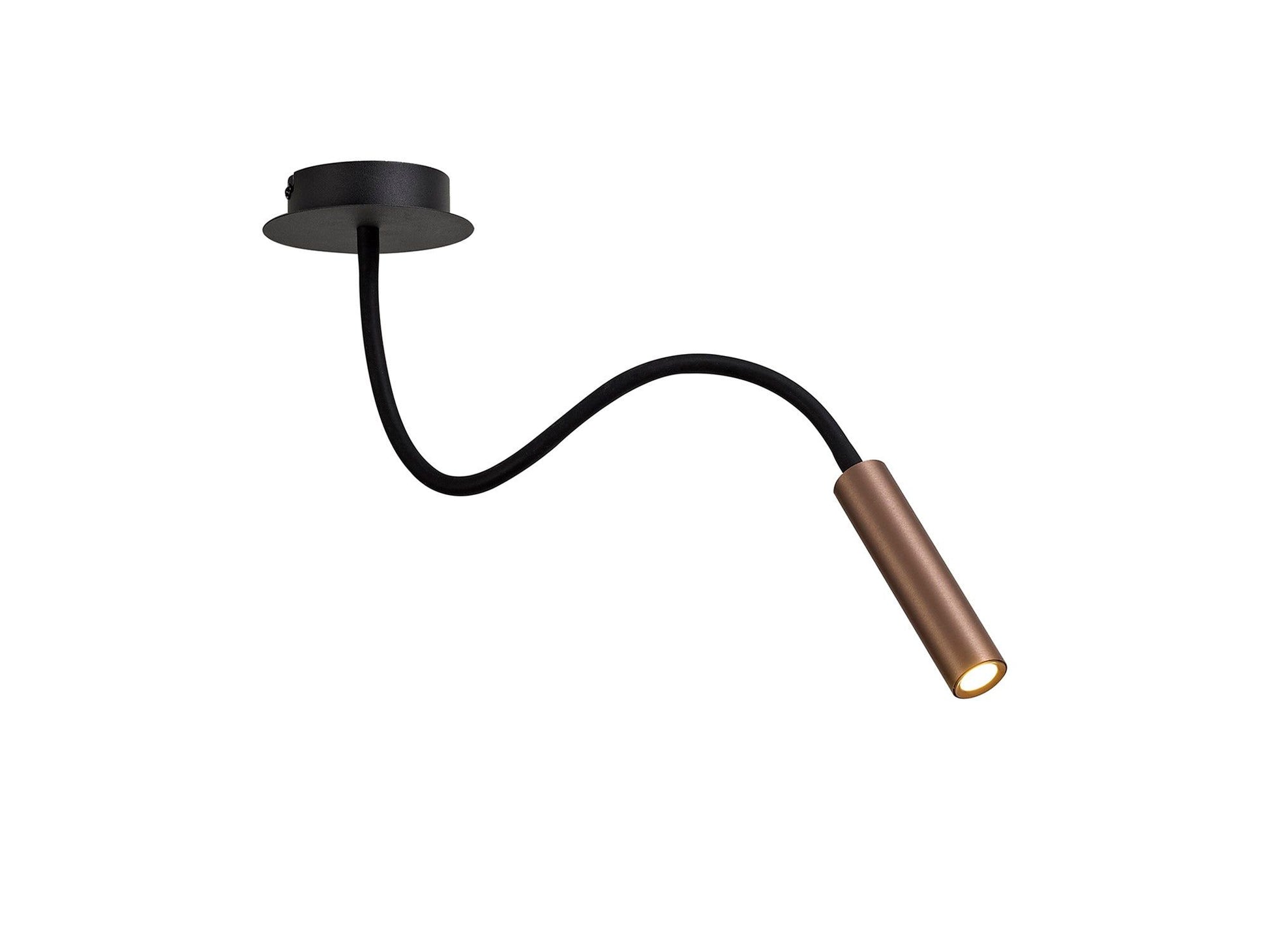 Aibeo Pendant Ceiling Light, 1 Light Adjustable Arm, 5W LED, 3000K, 310lm, Black & Satin Copper, 3yrs Warranty IP20