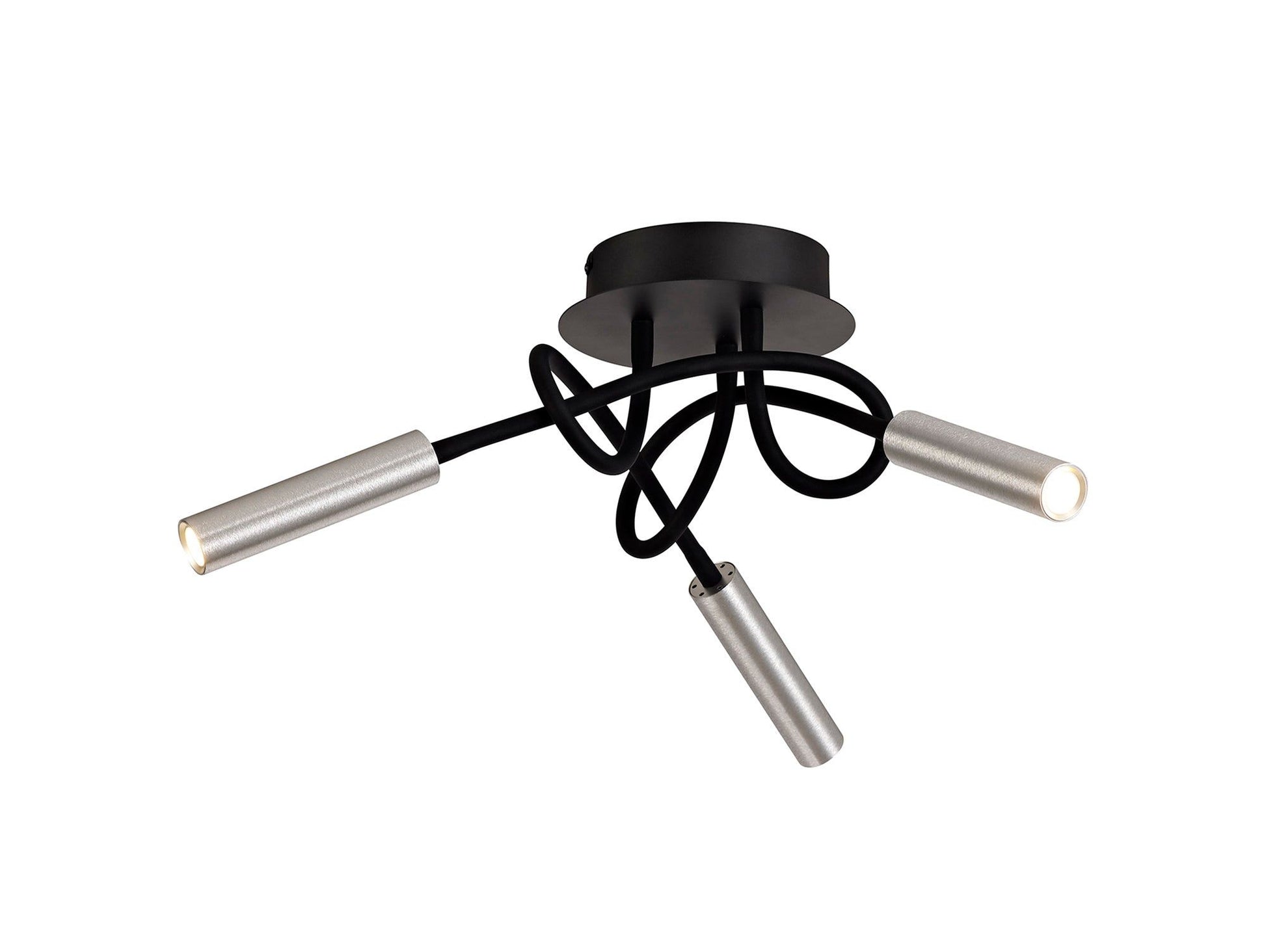 Porto Pendant Ceiling Light, 1/3/5 Light Adjustable Arm, 5W LED, 3000K, 310lm, Black & Aluminium/Black & Satin Copper, 3yrs Warranty IP20 - Cusack Lighting