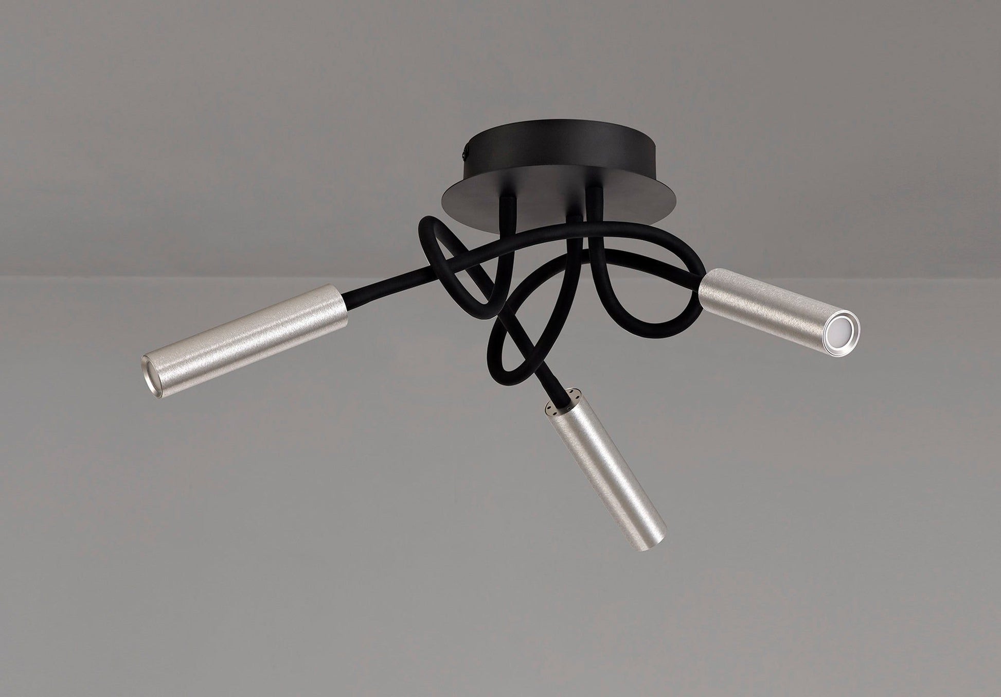 Porto Pendant Ceiling Light, 1/3/5 Light Adjustable Arm, 5W LED, 3000K, 310lm, Black & Aluminium/Black & Satin Copper, 3yrs Warranty IP20 - Cusack Lighting