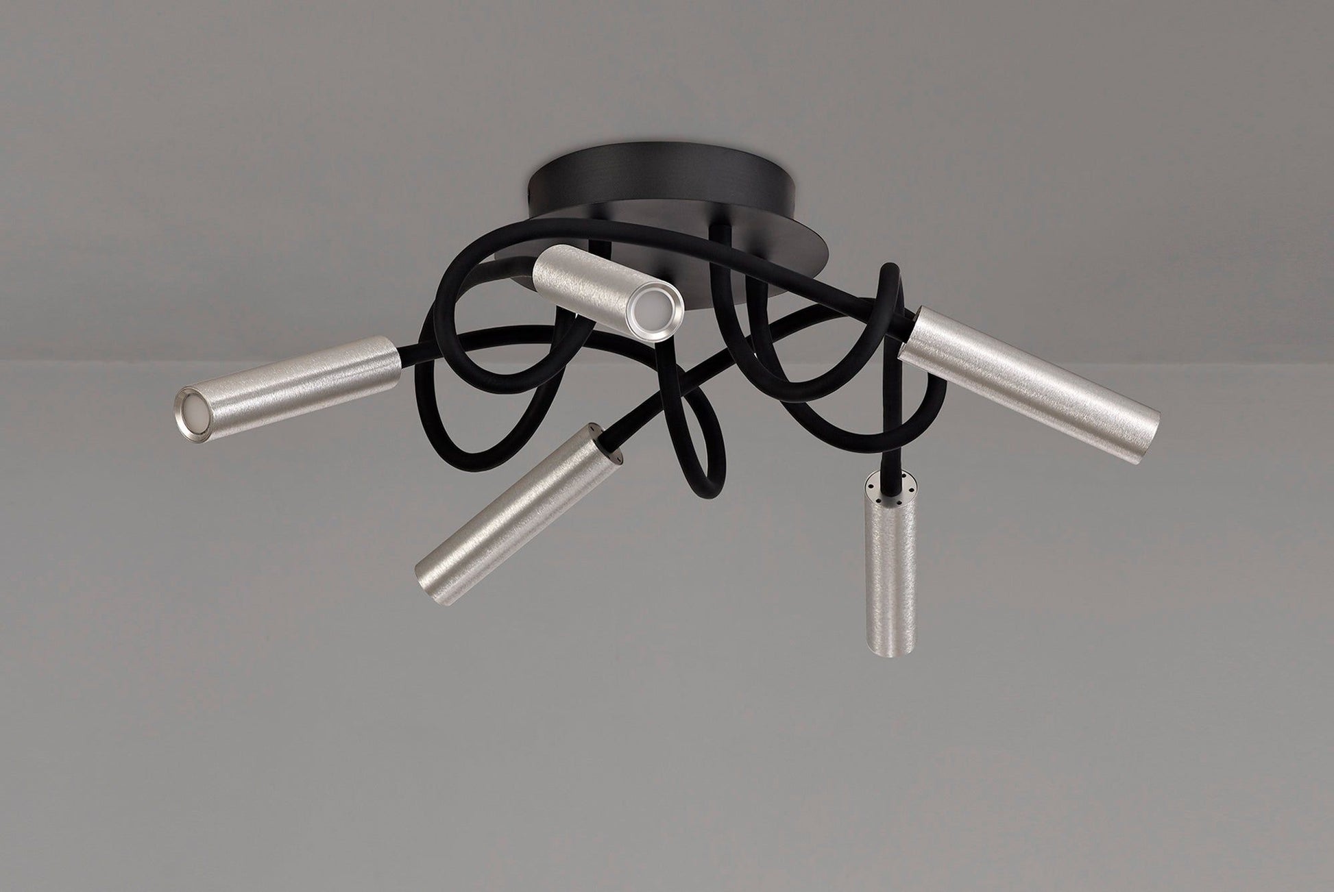 Porto Pendant Ceiling Light, 1/3/5 Light Adjustable Arm, 5W LED, 3000K, 310lm, Black & Aluminium/Black & Satin Copper, 3yrs Warranty IP20 - Cusack Lighting