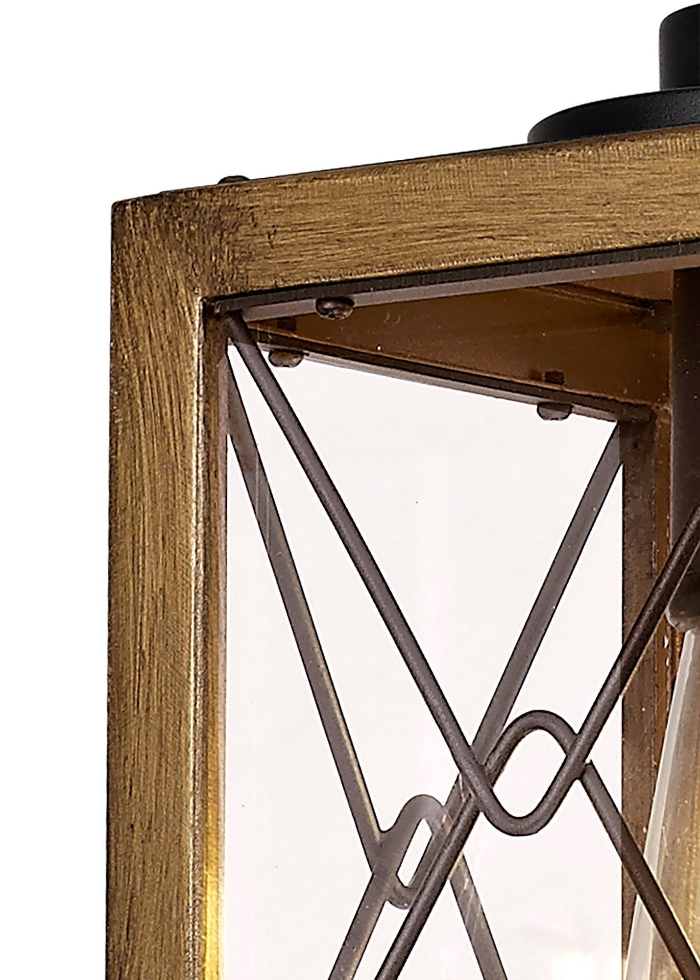 Beait Pendant, 1 x E27, Wood Effect & Black/Clear Glass, IP54, 2yrs Warranty