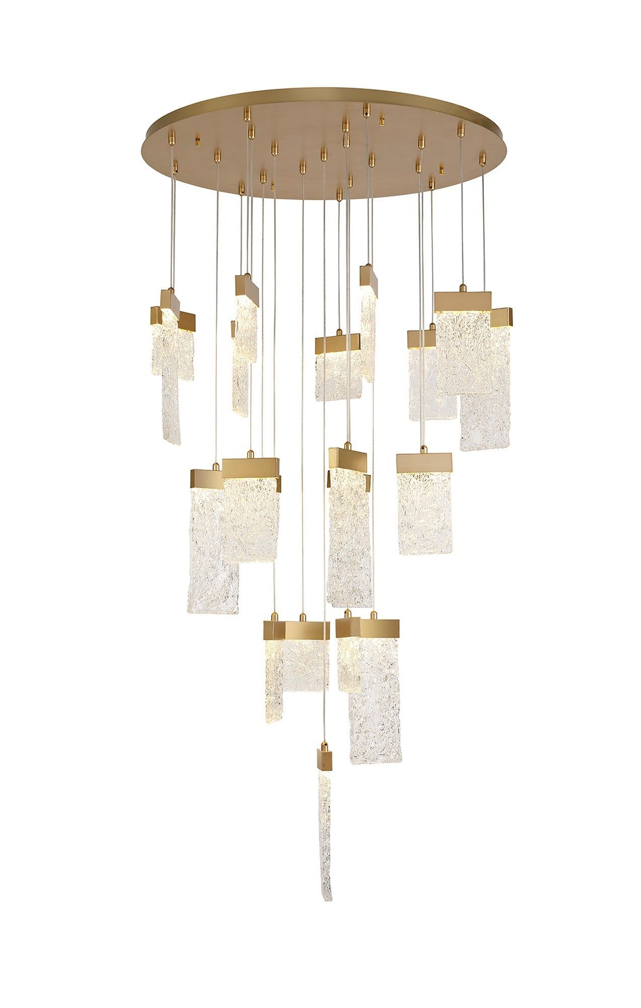 Spades Pendant Round 5m, 21 x 4.5W LED, 3000K, 3360lm, Painted Brushed Gold, 3yrs Warranty Item Weight: 34.2kg