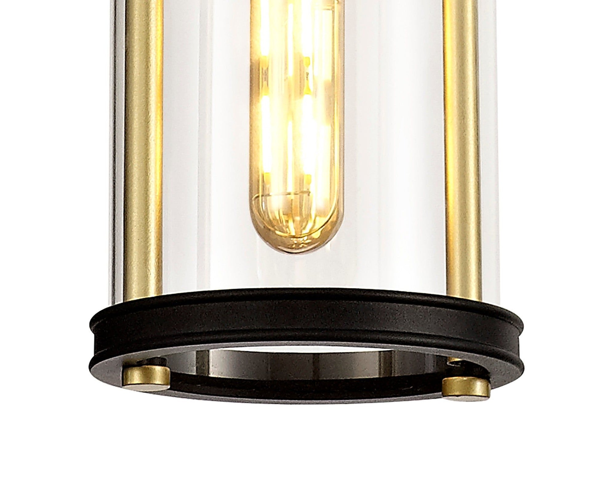 Ster Pendant, 1 x E27, Black & Gold/Clear Glass, IP54, 2yrs Warranty