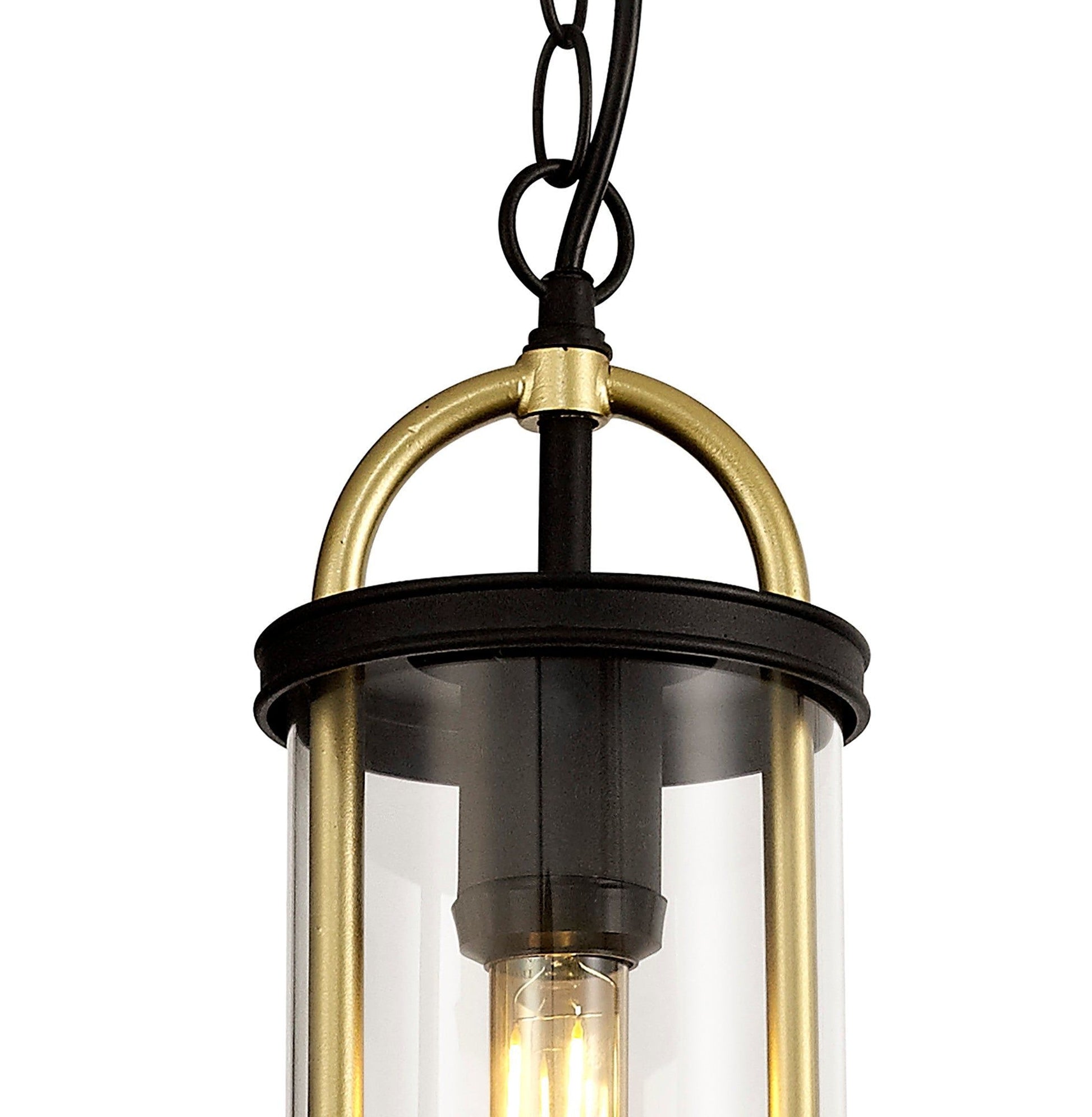 Ster Pendant, 1 x E27, Black & Gold/Clear Glass, IP54, 2yrs Warranty