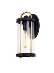 Ster Large Wall Lamp, 1 x E27, Black & Gold/Clear Glass, IP54, 2yrs Warranty