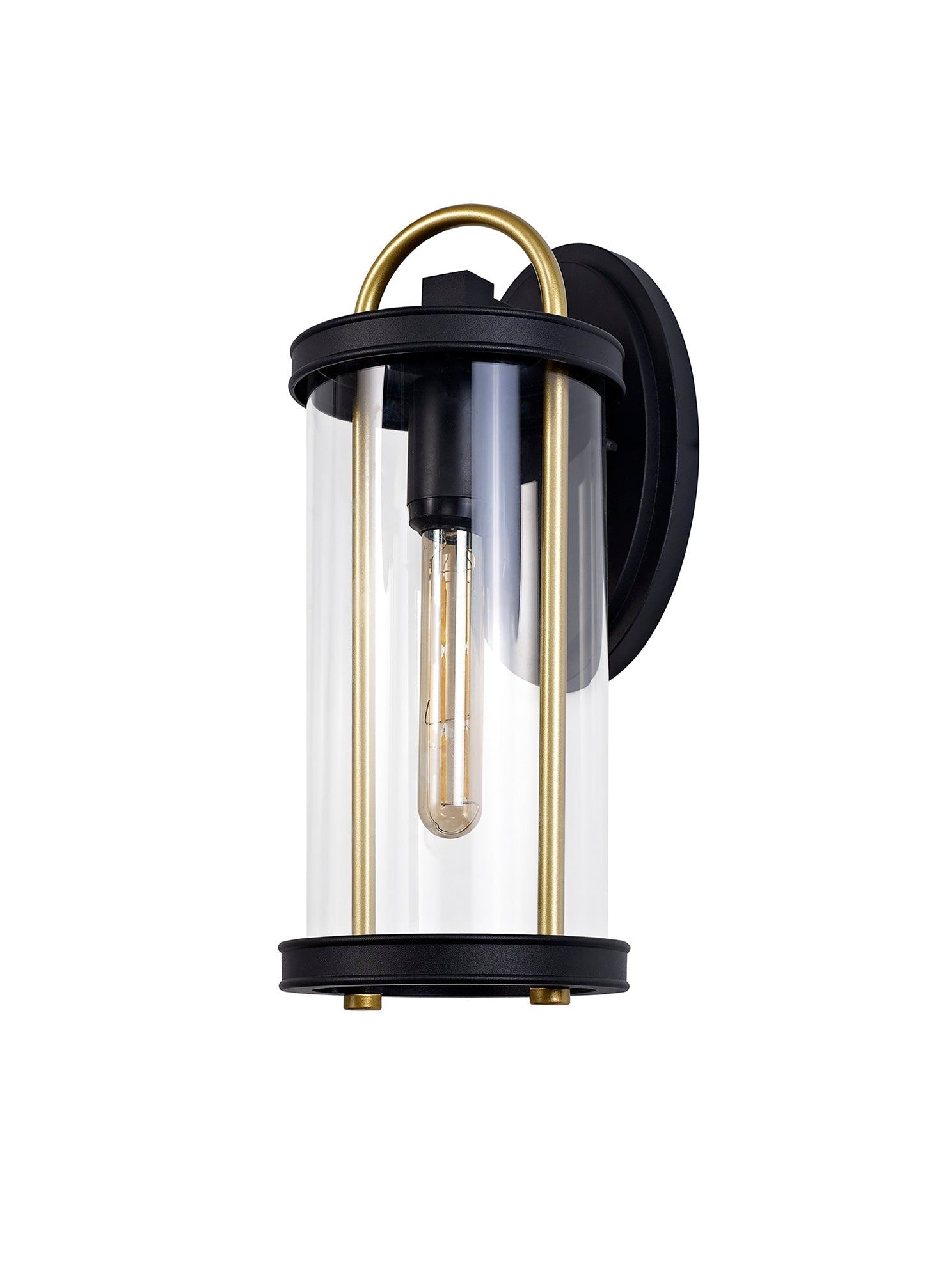 Ster Large Wall Lamp, 1 x E27, Black & Gold/Clear Glass, IP54, 2yrs Warranty