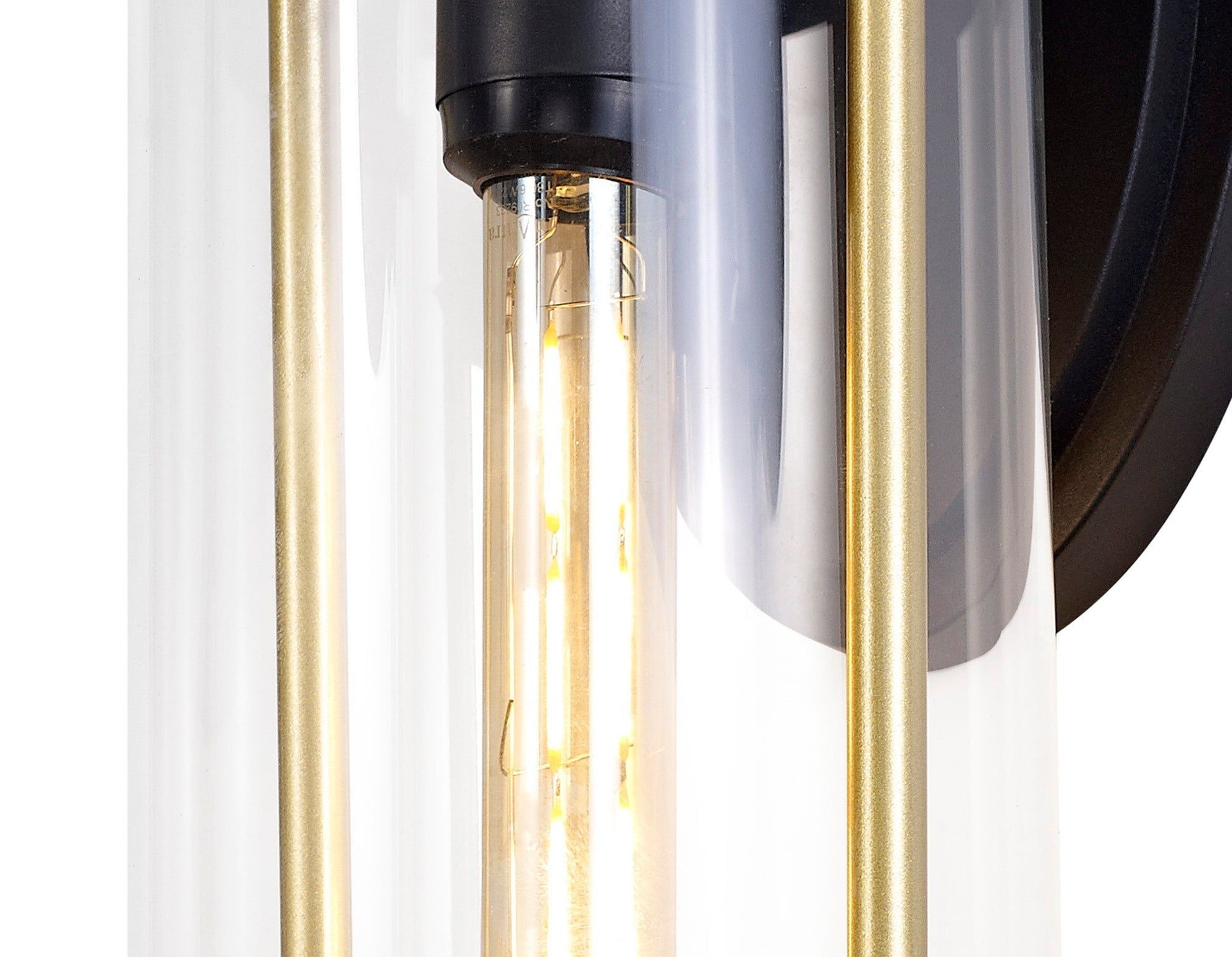 Ster Large Wall Lamp, 1 x E27, Black & Gold/Clear Glass, IP54, 2yrs Warranty