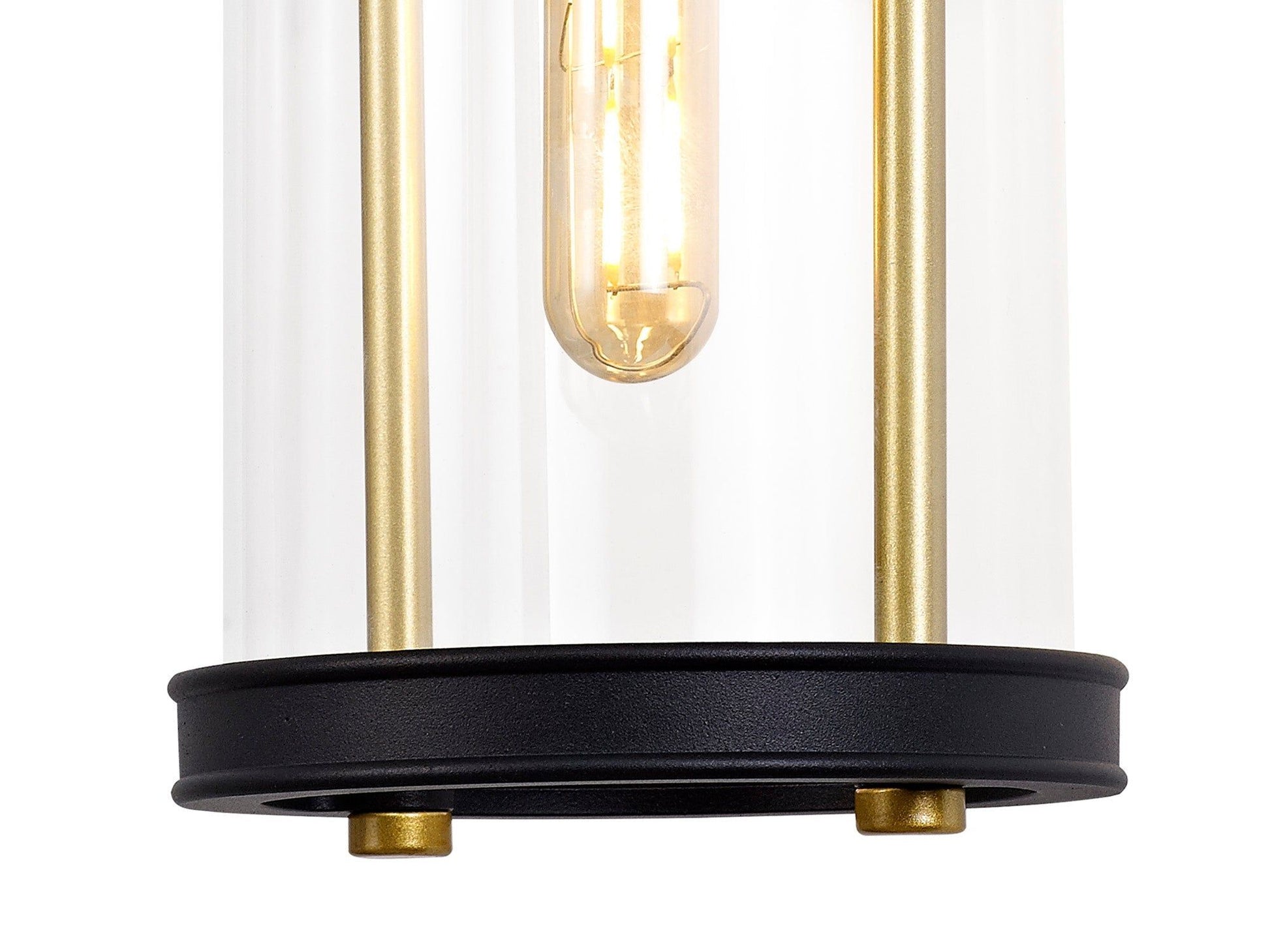 Ster Large Wall Lamp, 1 x E27, Black & Gold/Clear Glass, IP54, 2yrs Warranty