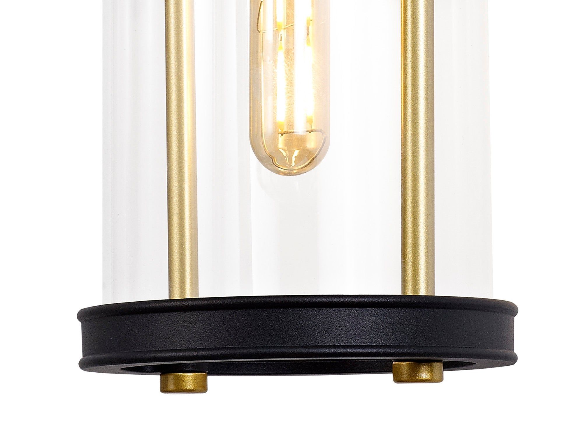 Ster Large Wall Lamp, 1 x E27, Black & Gold/Clear Glass, IP54, 2yrs Warranty