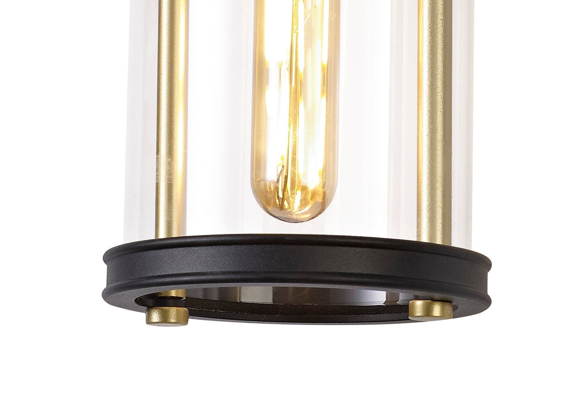 Ster Small/Large Wall Lamp, 1 x E27, Black & Gold/Clear Glass, IP54, 2yrs Warranty