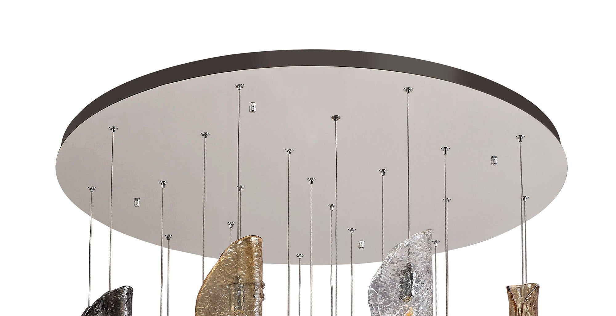 Syros Pendant 5m, 21 x G9, Polished Chrome/Clear & Amber & Smoked Glass Item Weight: 28.1kg