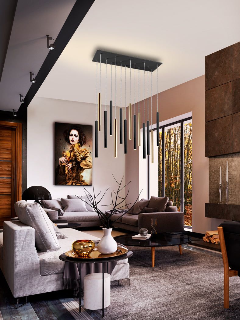 Varas Cluster Light ,14 L., Gold/White, Chrome/White. Gold/Black-Finish