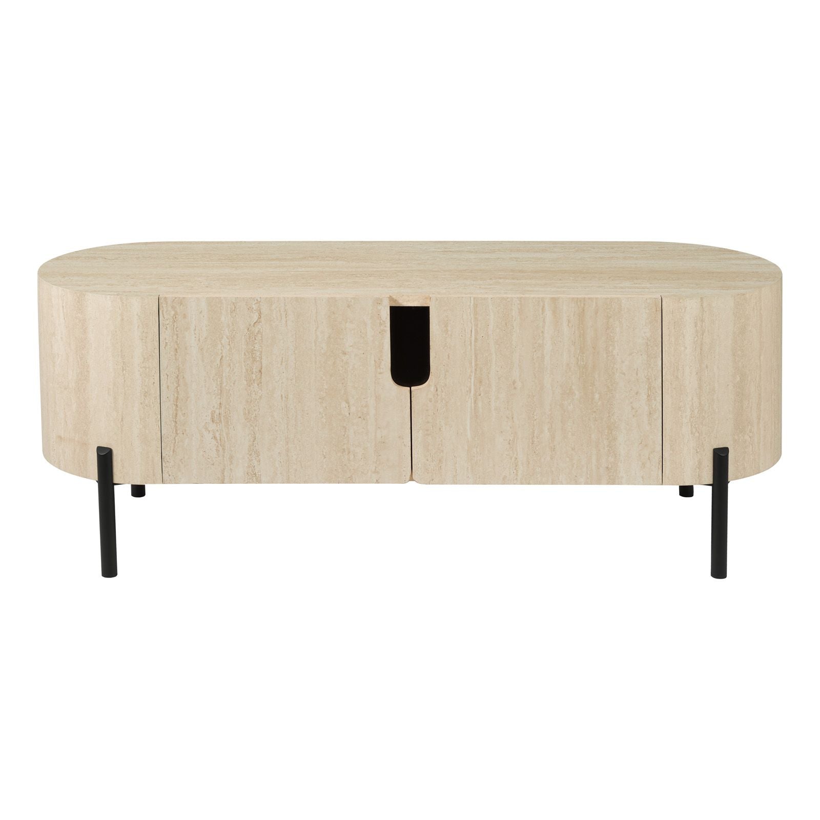 Ioana Small/ Large Cabinet- Travertine Effect and Matt Black