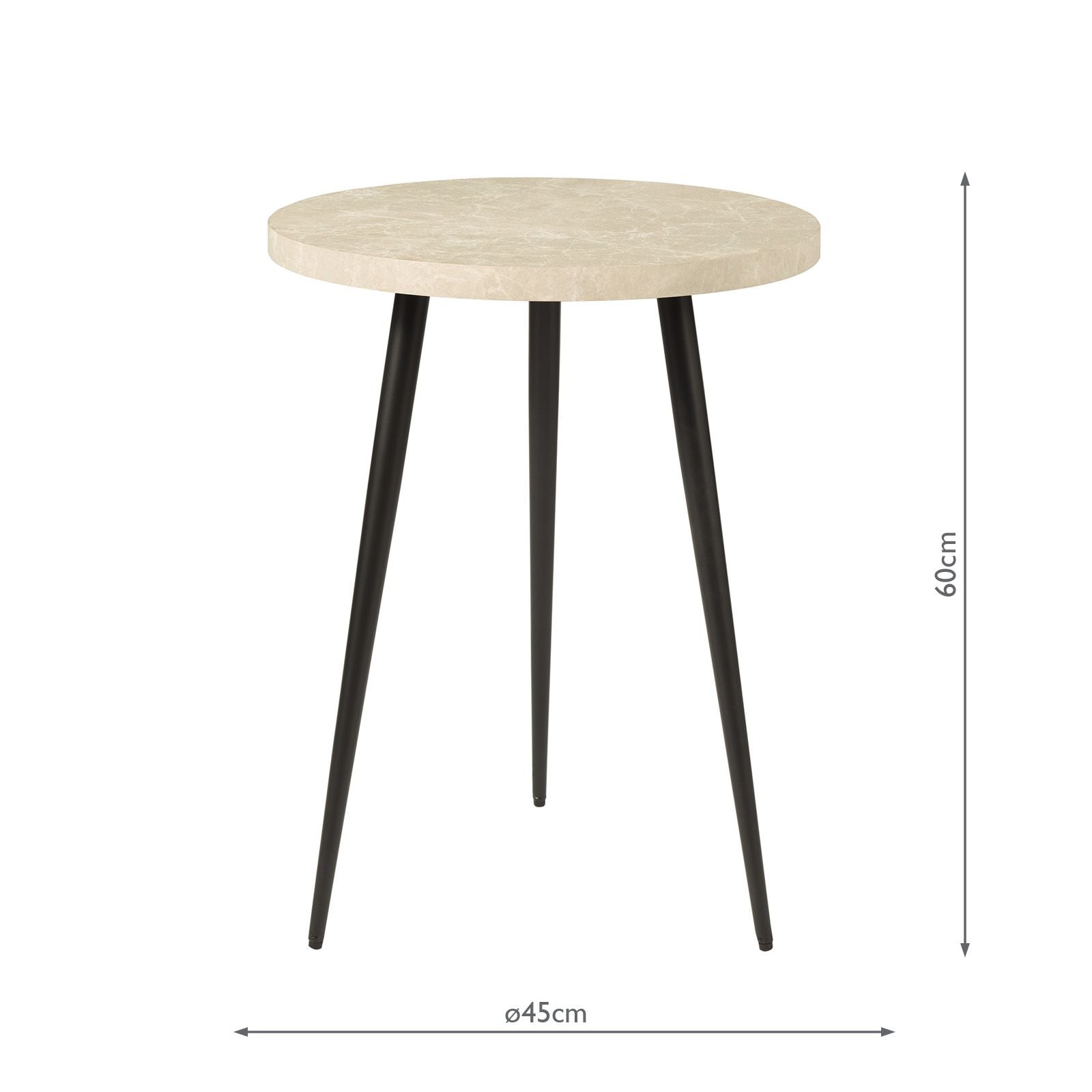 Nusa Side Table- Grey Marble Effect/ Brown Stone and Matt Black Finish