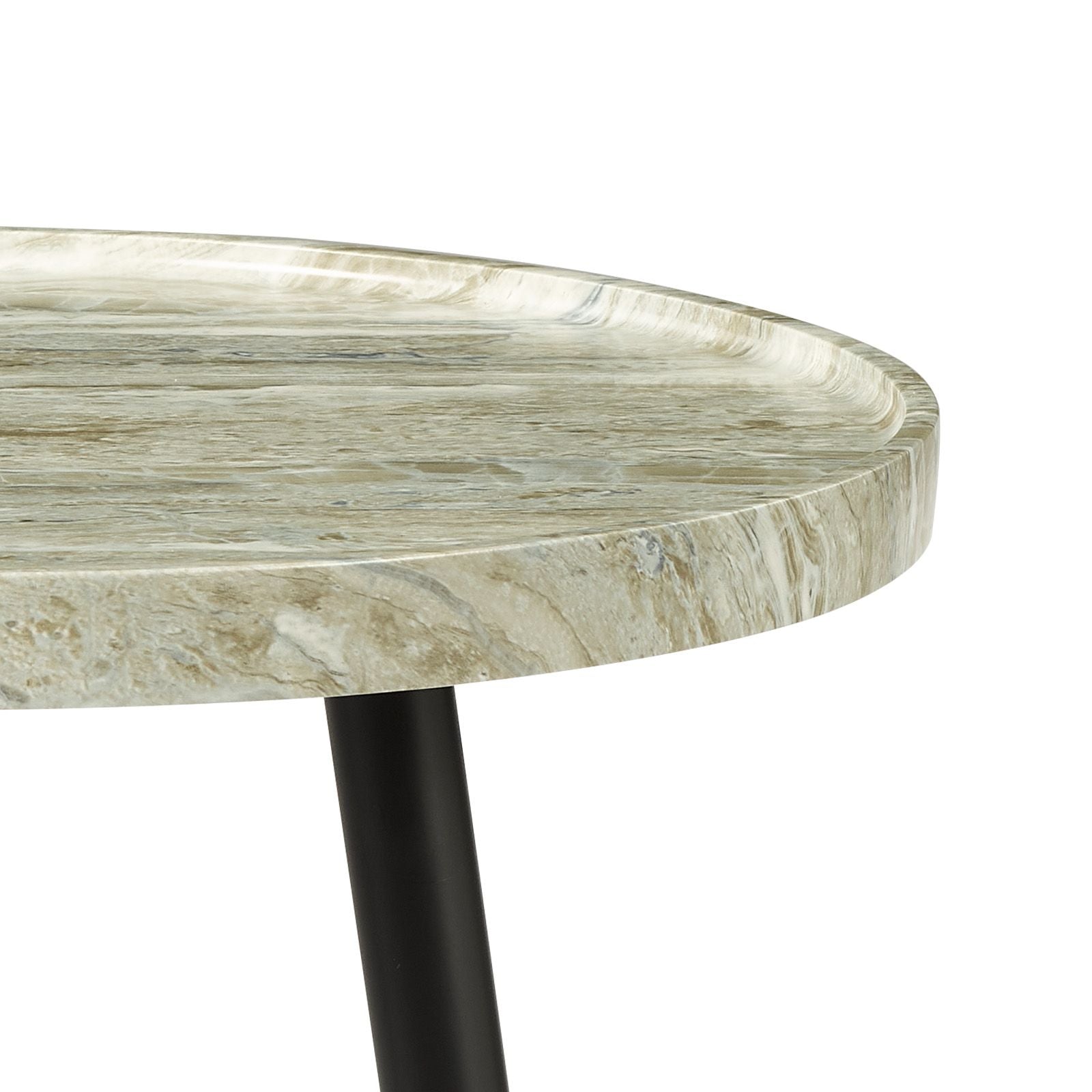 Nusa Side Table- Grey Marble Effect/ Brown Stone and Matt Black Finish