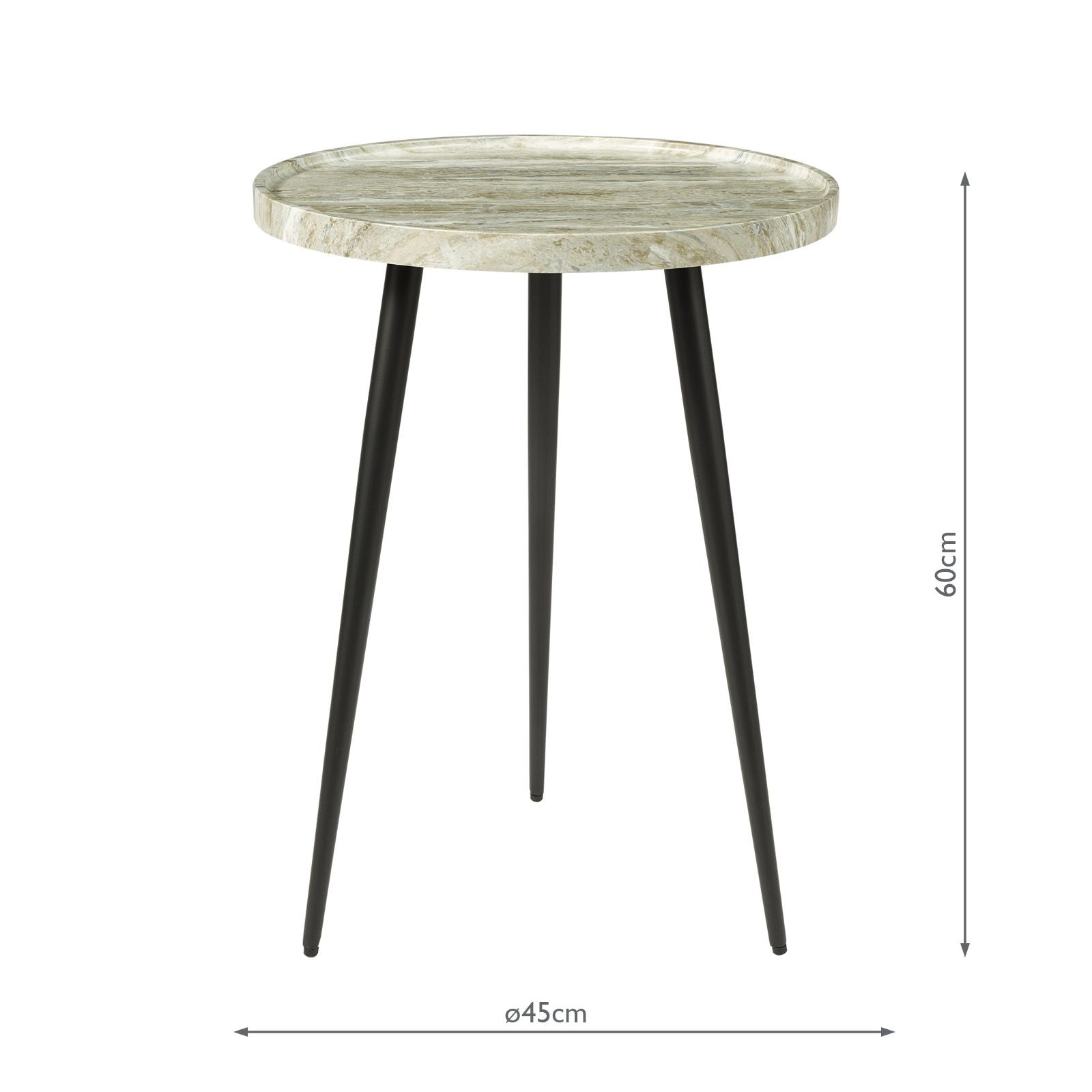 Nusa Side Table- Grey Marble Effect/ Brown Stone and Matt Black Finish