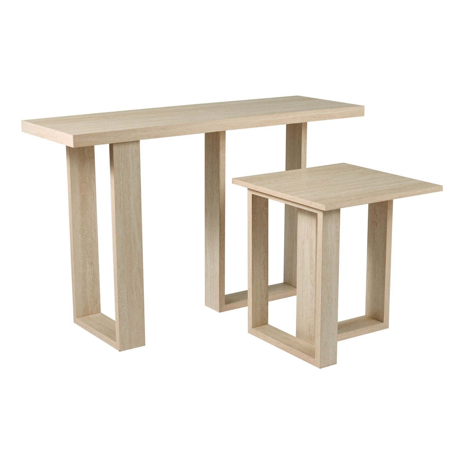 Prue Side Table- Travertine Effect