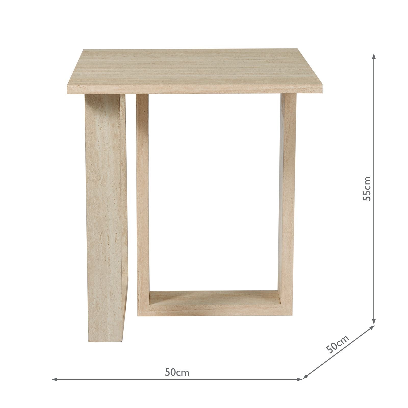 Prue Side Table- Travertine Effect