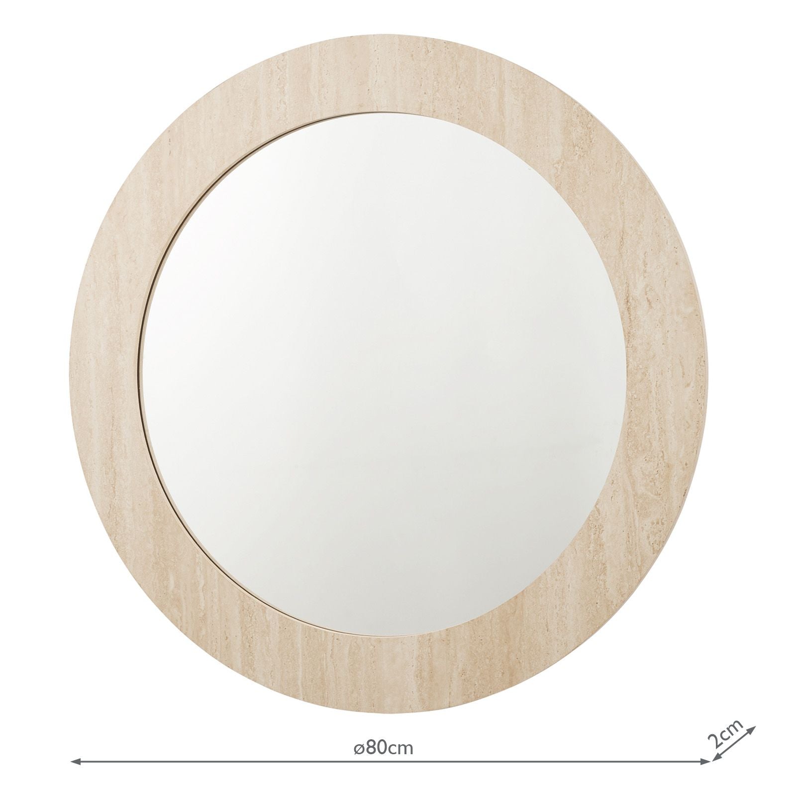 Ioana Round Mirror- Travertine Effect 80cm