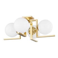 Tanner 4Lt Semi Flush Mount - Aged Brass