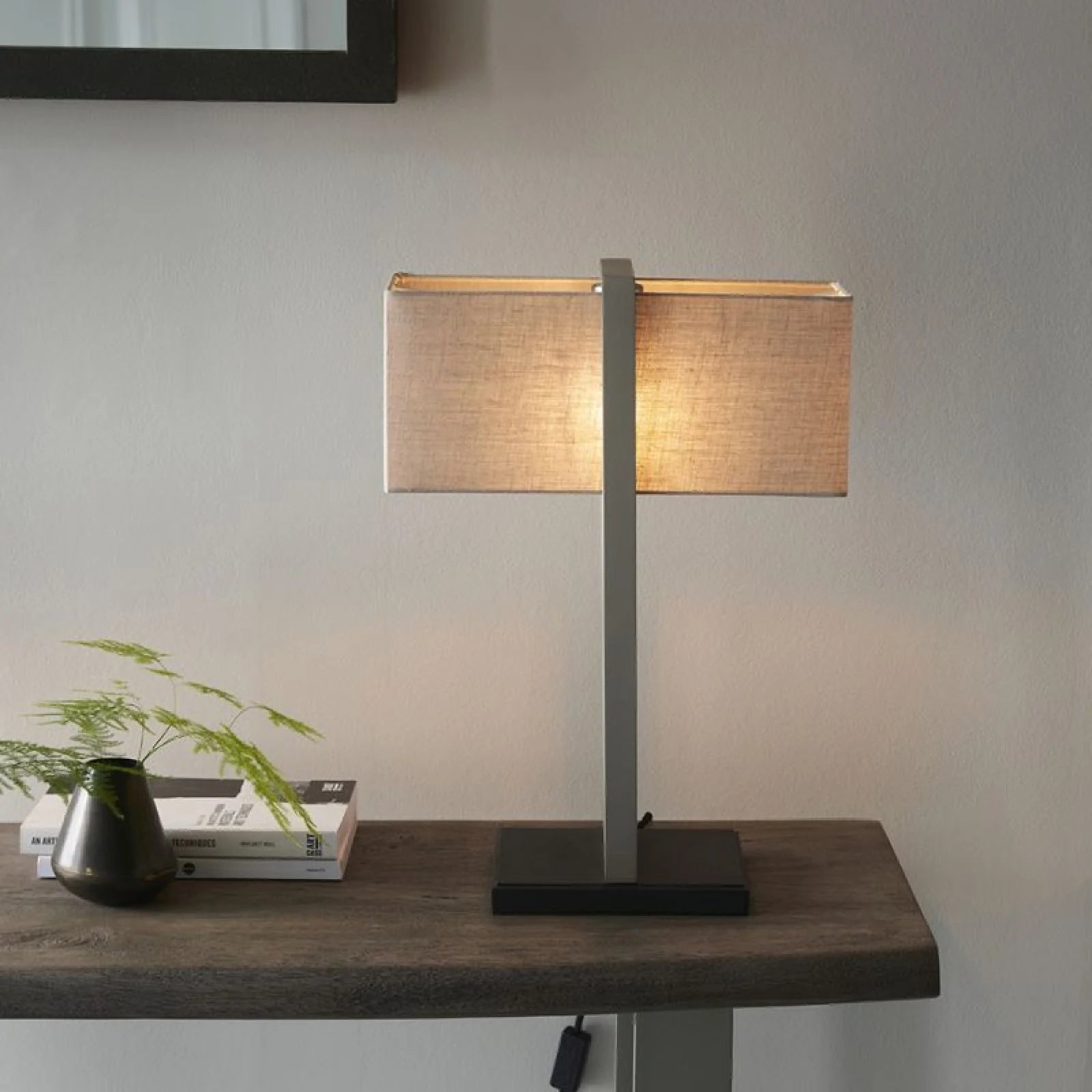 Keller Table Lamp - Satin Nickel/ Antique Brass Finish