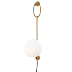 Gina 1Lt Plug-in Wall Light - Brass/Bronze