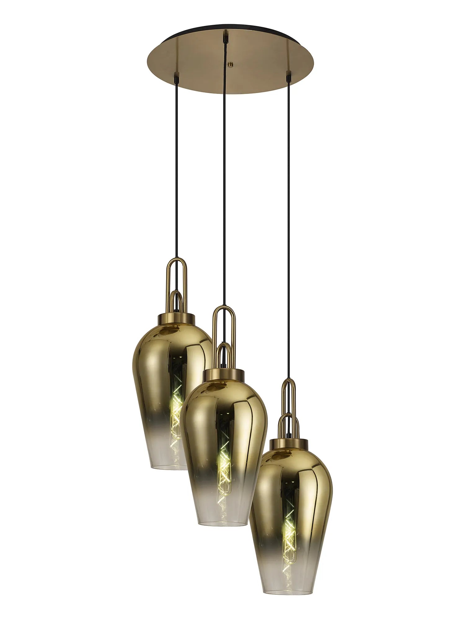 Cadiz 3 Light Cluster Pendant - Fade Glass