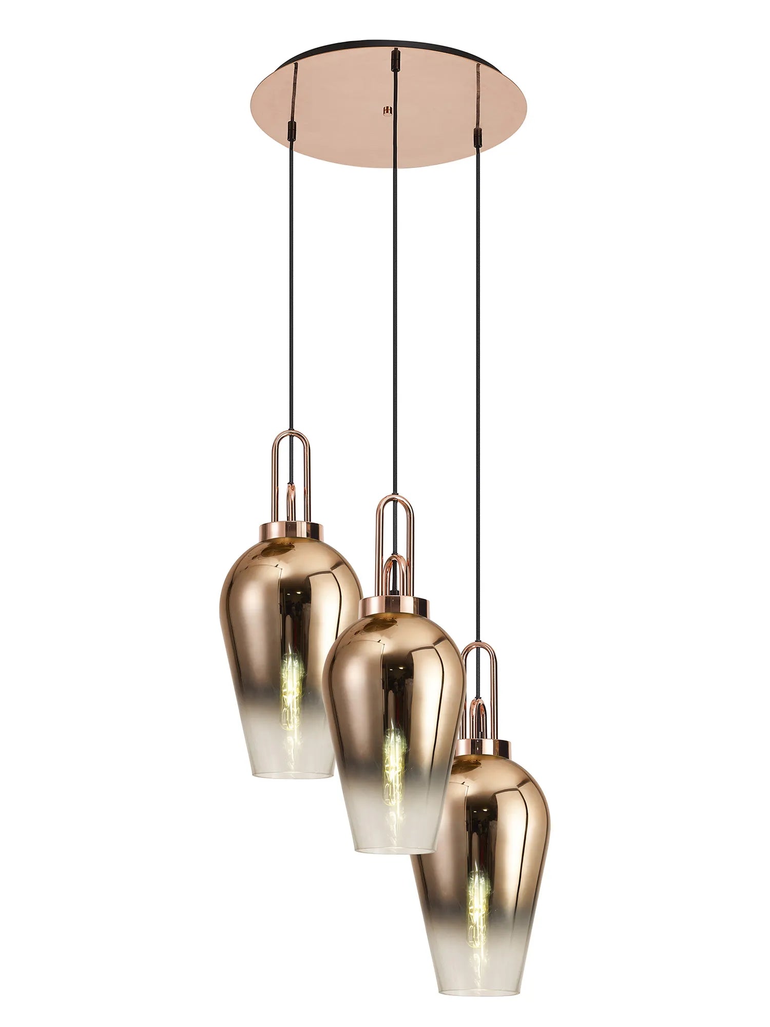 Cadiz 3 Light Cluster Pendant - Fade Glass