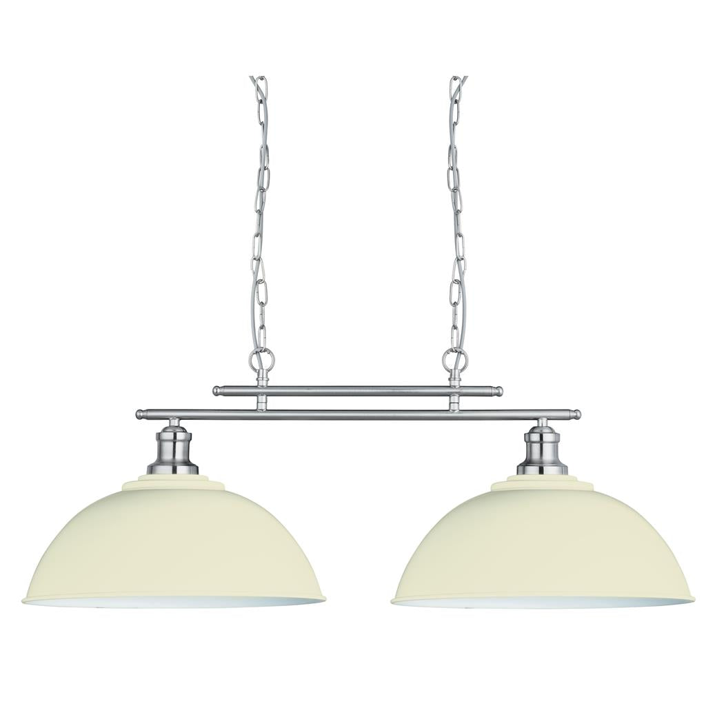 Fusion 2Lt Bar Ceiling Pendant Cream Metal Shades