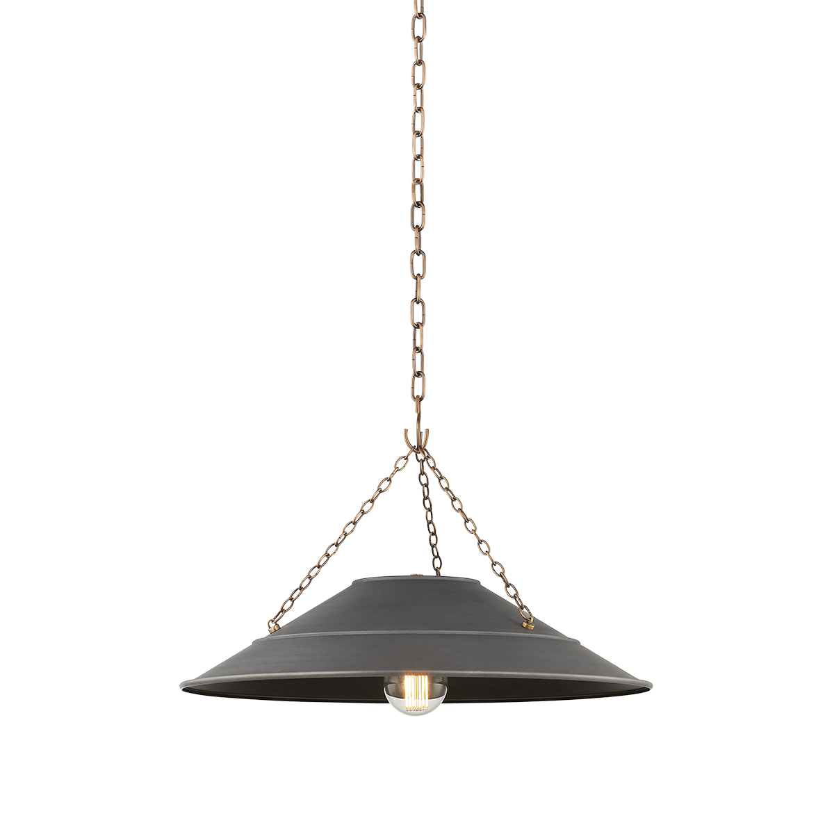Arcane 1Lt Small/Large Pendant - Brass & Graphite