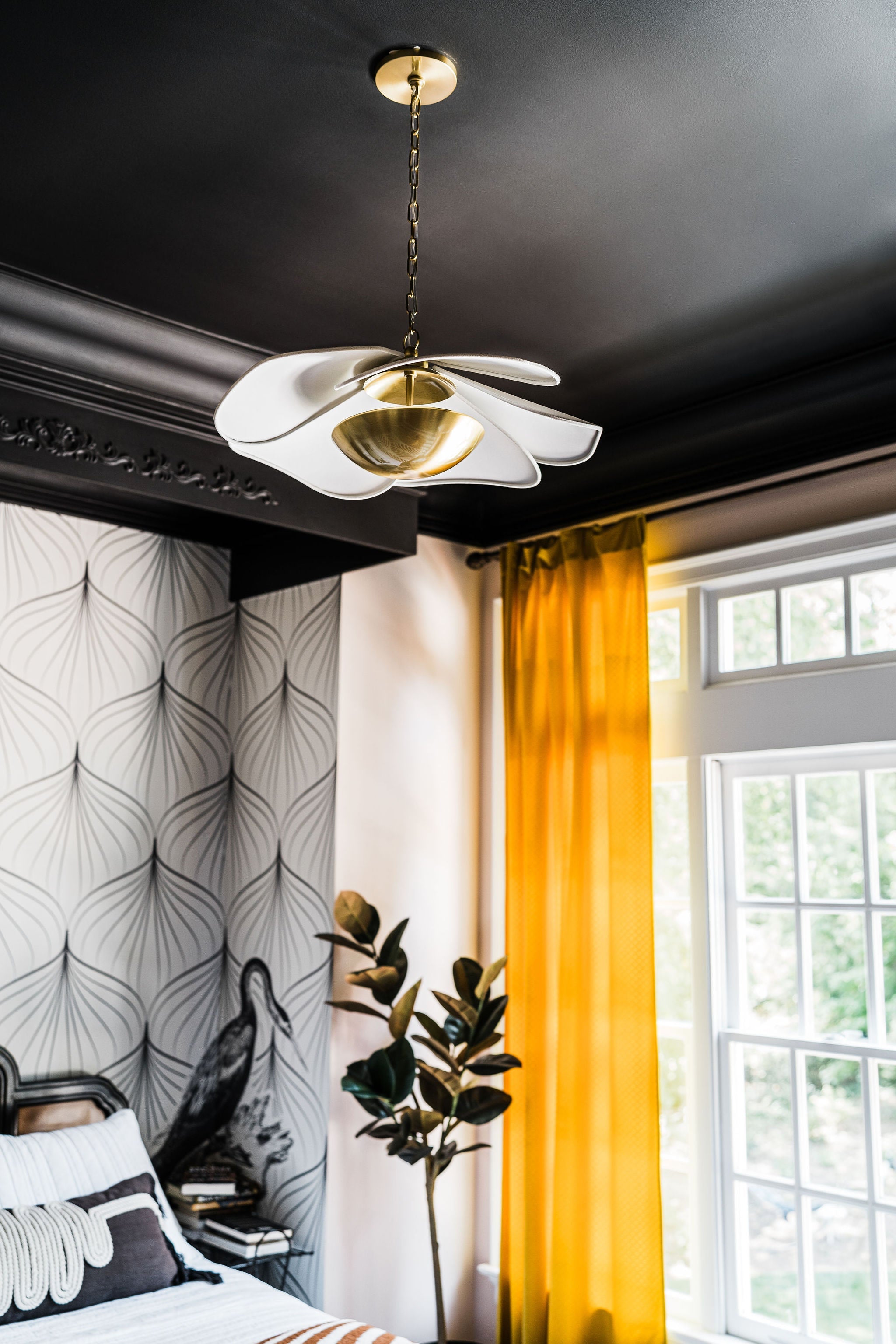 Madeline 1Lt Pendant - Brass & Linen