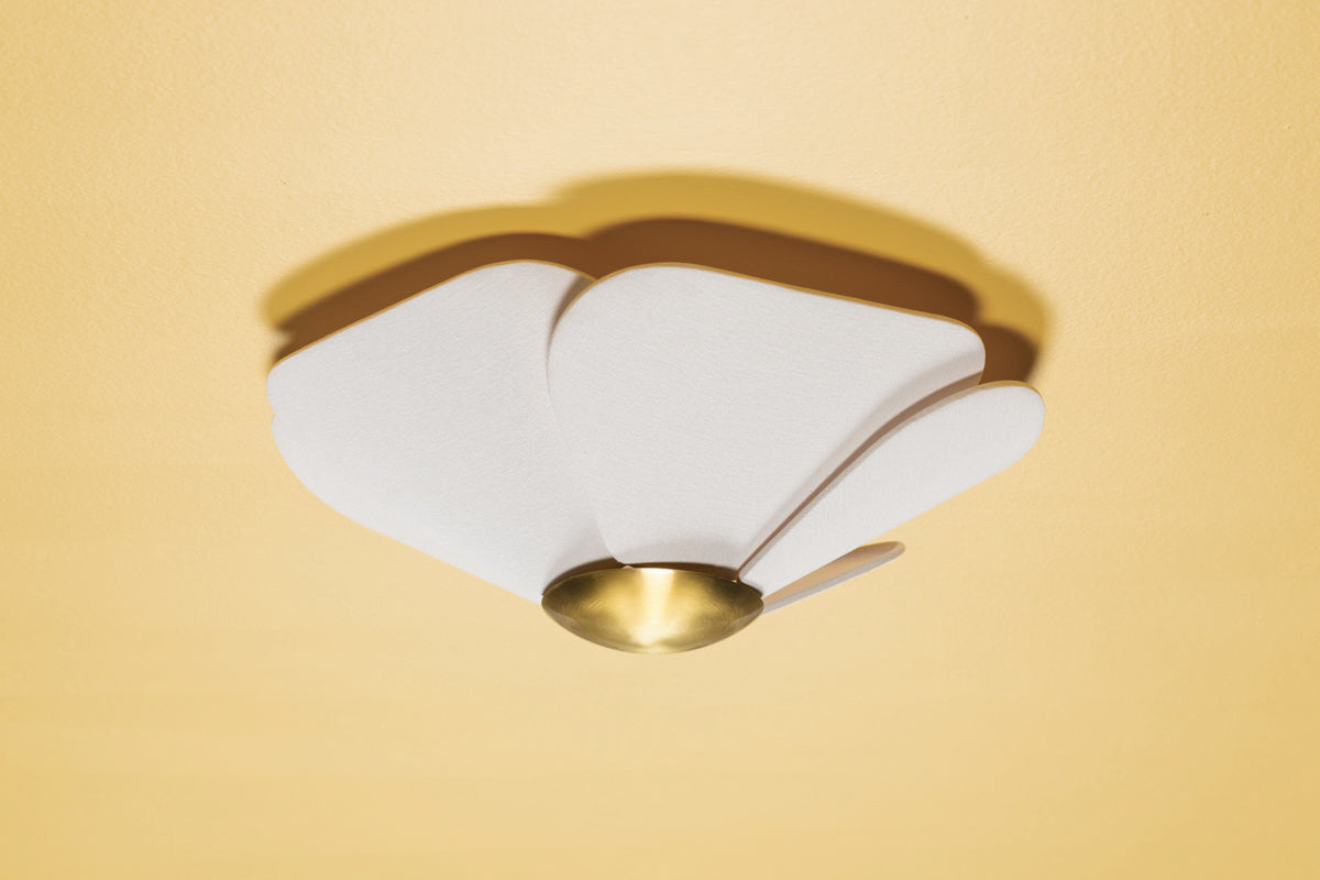 Madeline LED Flush Mount - Brass & Linen